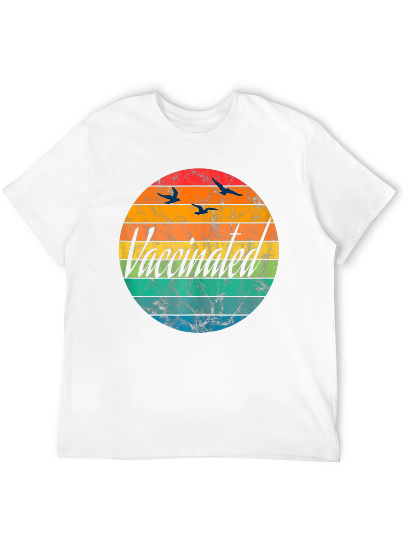 Vaccinated Retro Sunset Graphic T-Shirt
