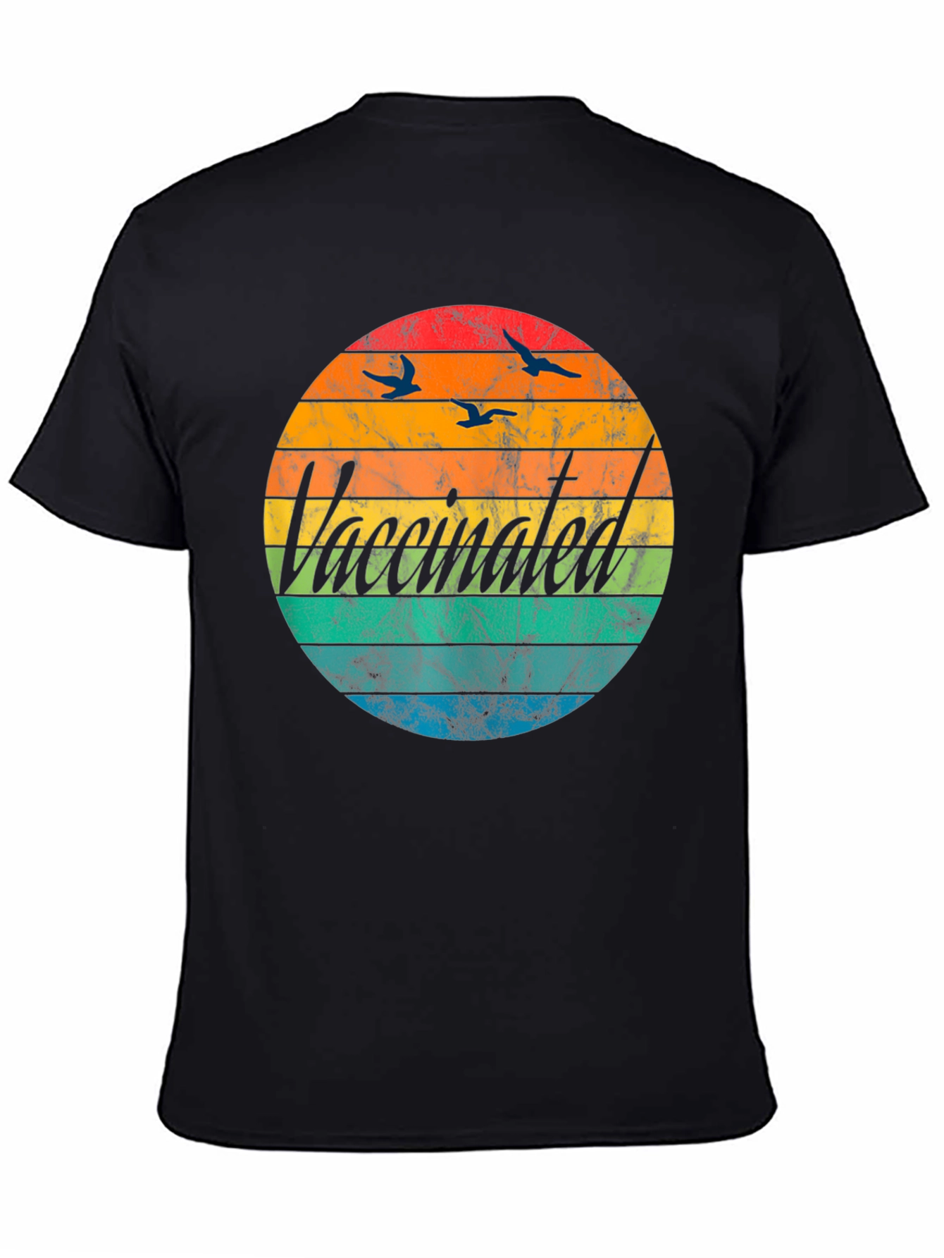Vaccinated Retro Sunset Graphic T-Shirt