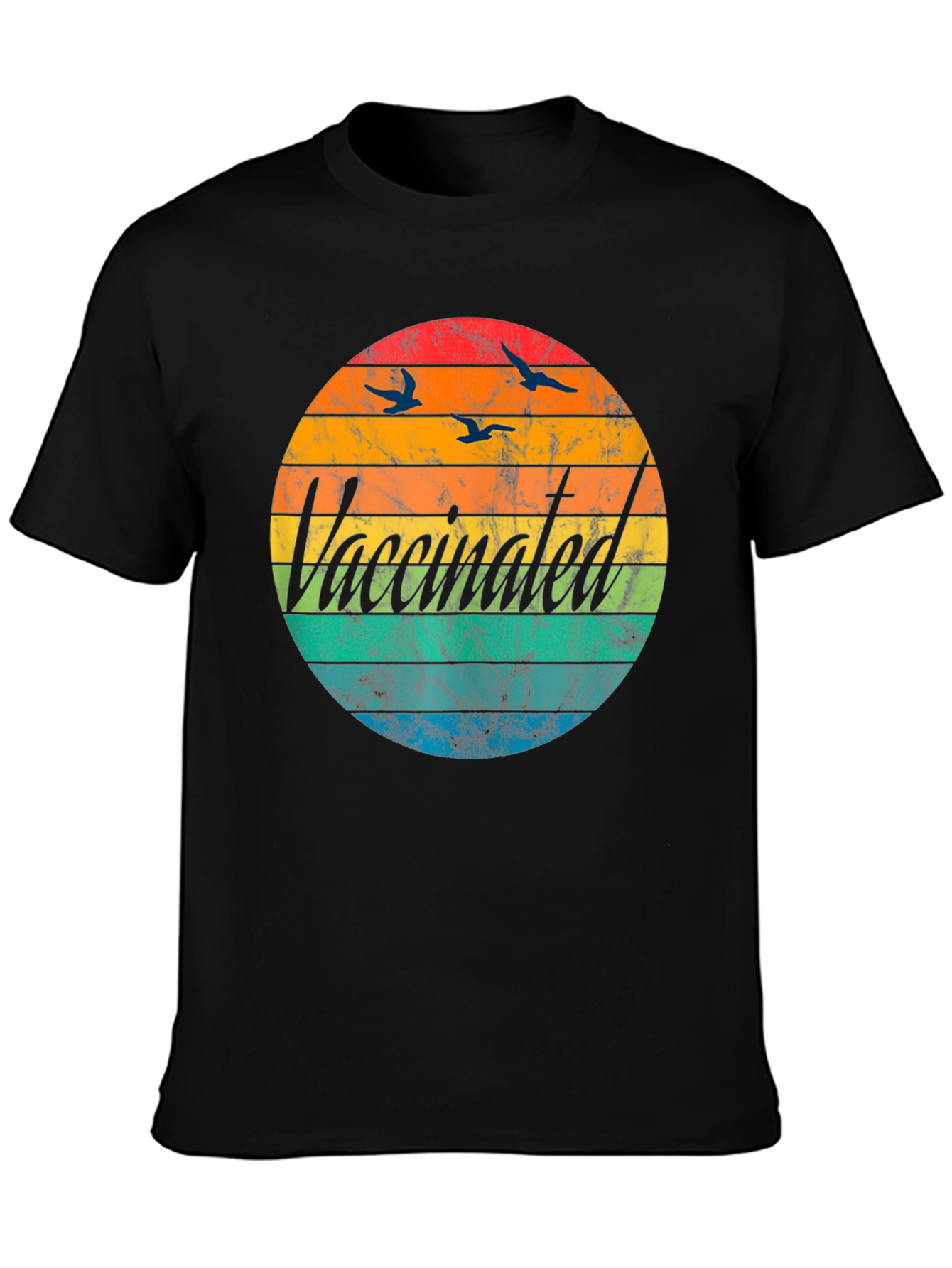 Vaccinated Retro Sunset Graphic T-Shirt