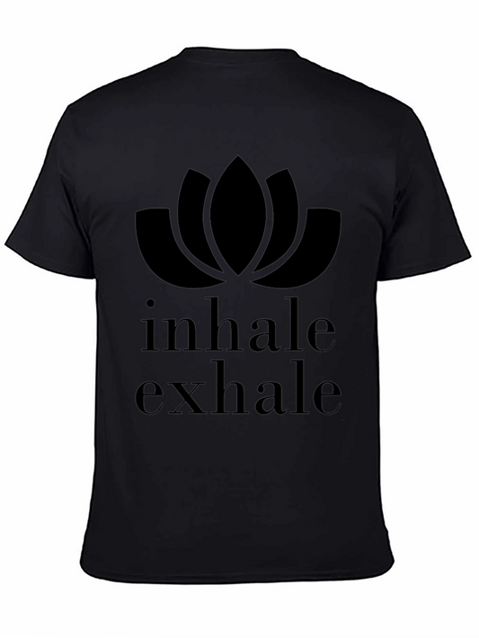Inhale Exhale Lotus Flower T-Shirt - Black