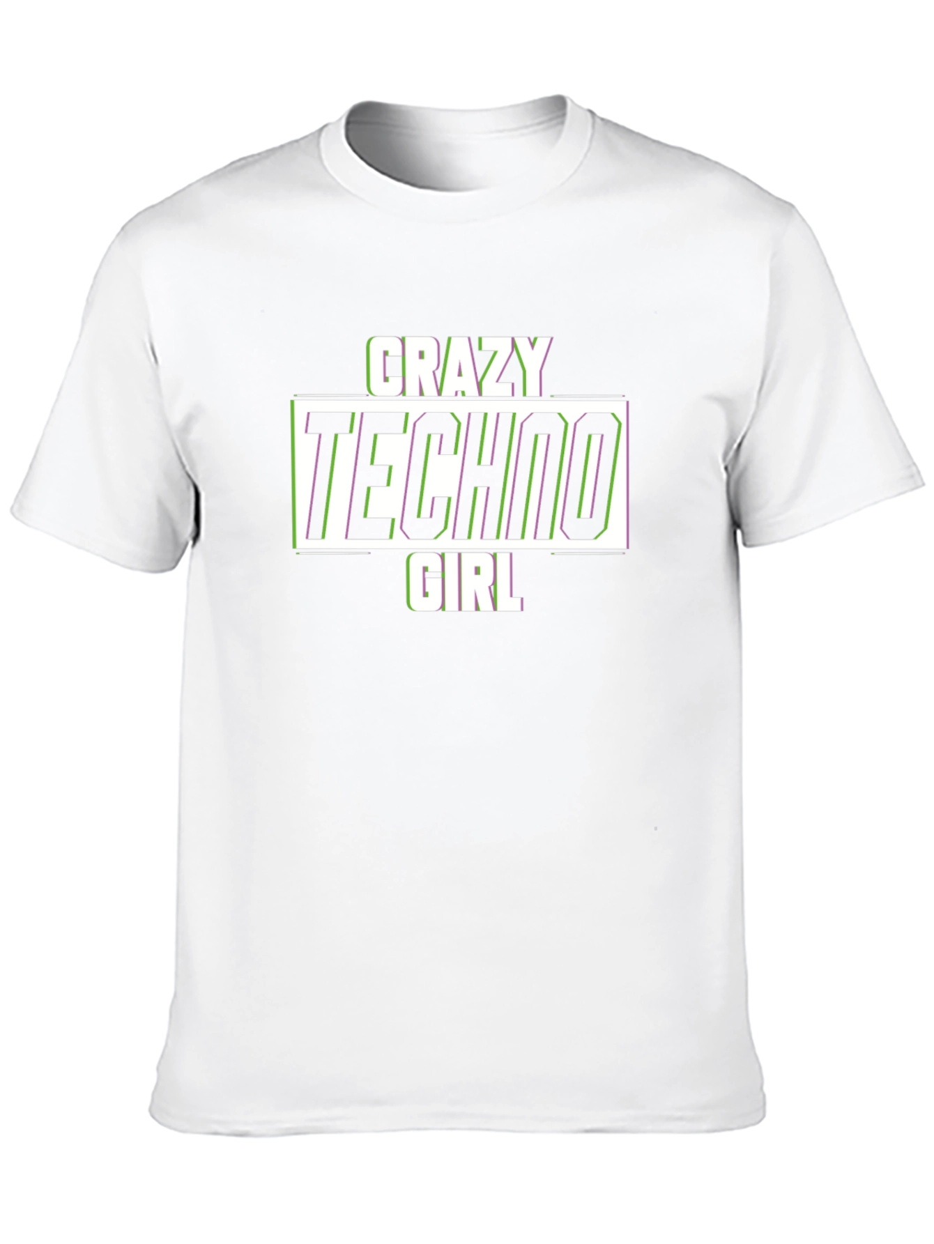 Crazy Techno Girl T-Shirt - Glitch Text Design