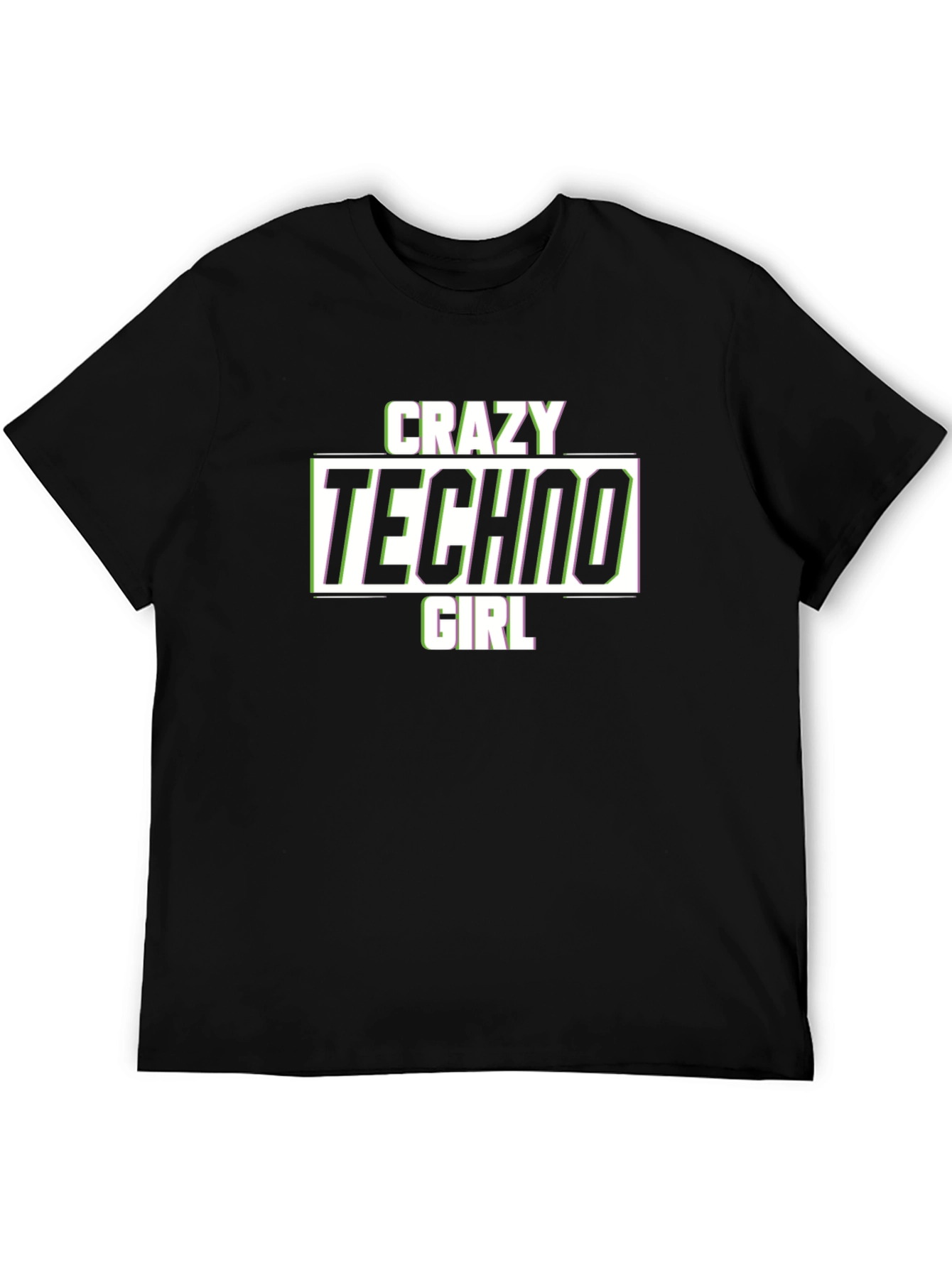 Crazy Techno Girl T-Shirt - Glitch Text Design