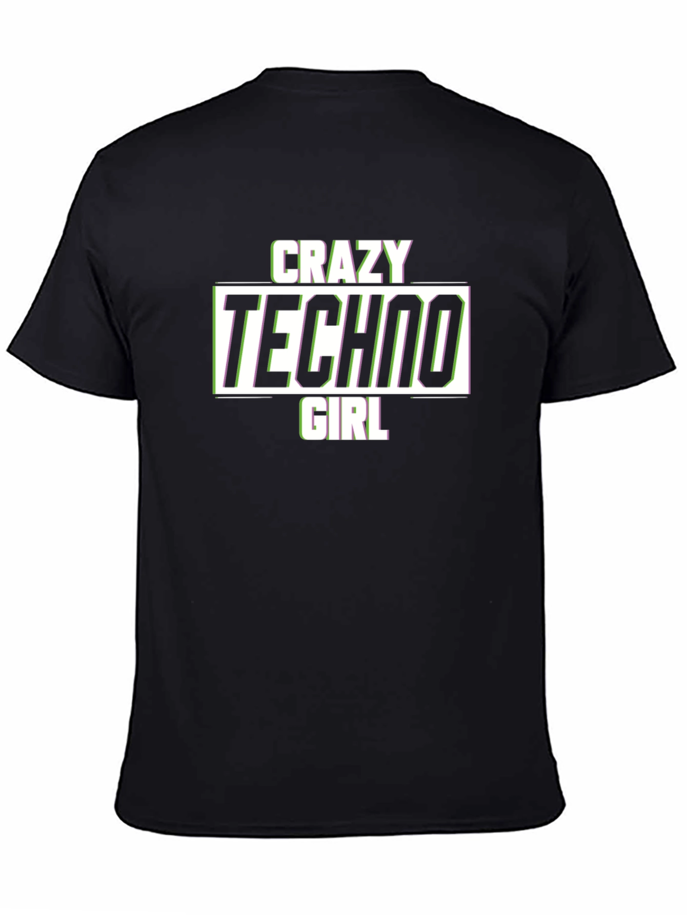 Crazy Techno Girl T-Shirt - Glitch Text Design