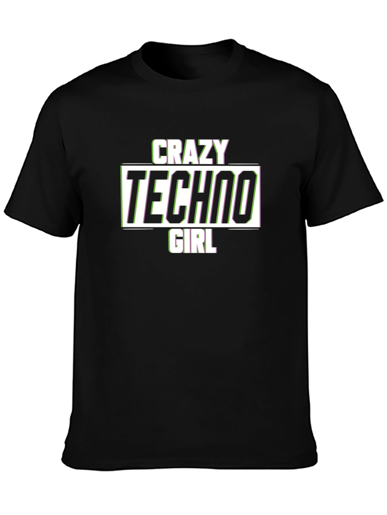Crazy Techno Girl T-Shirt - Glitch Text Design