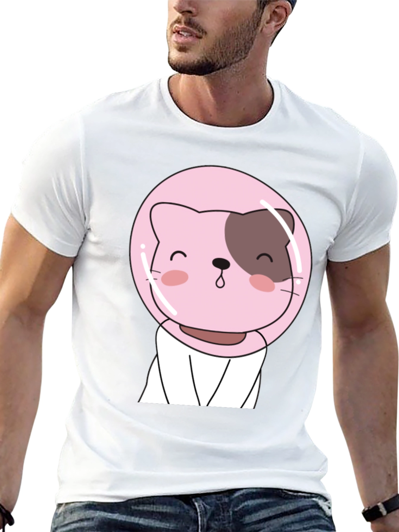 Cute Astronaut Cat T-Shirt - Black Graphic Tee