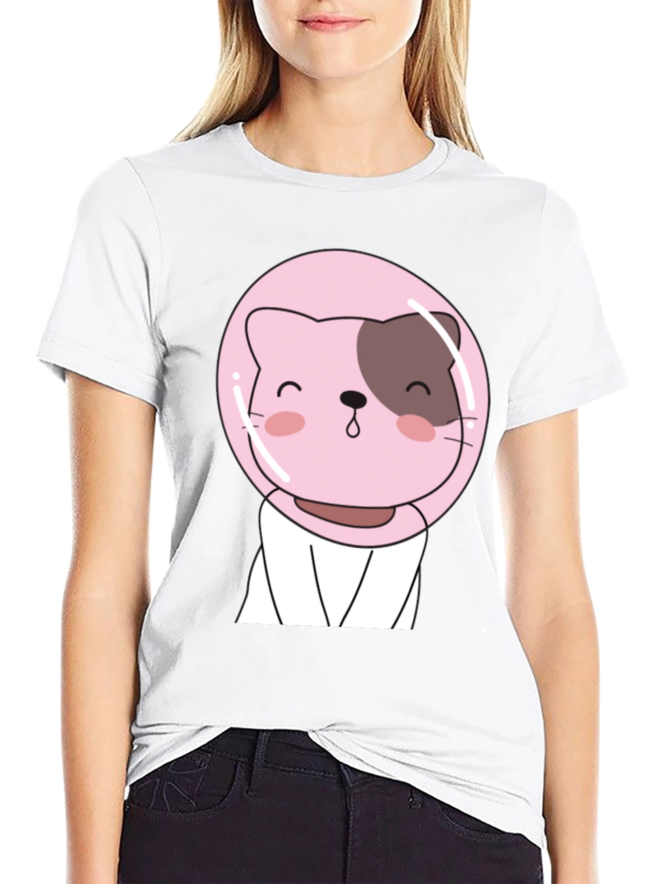 Cute Astronaut Cat T-Shirt - Black Graphic Tee
