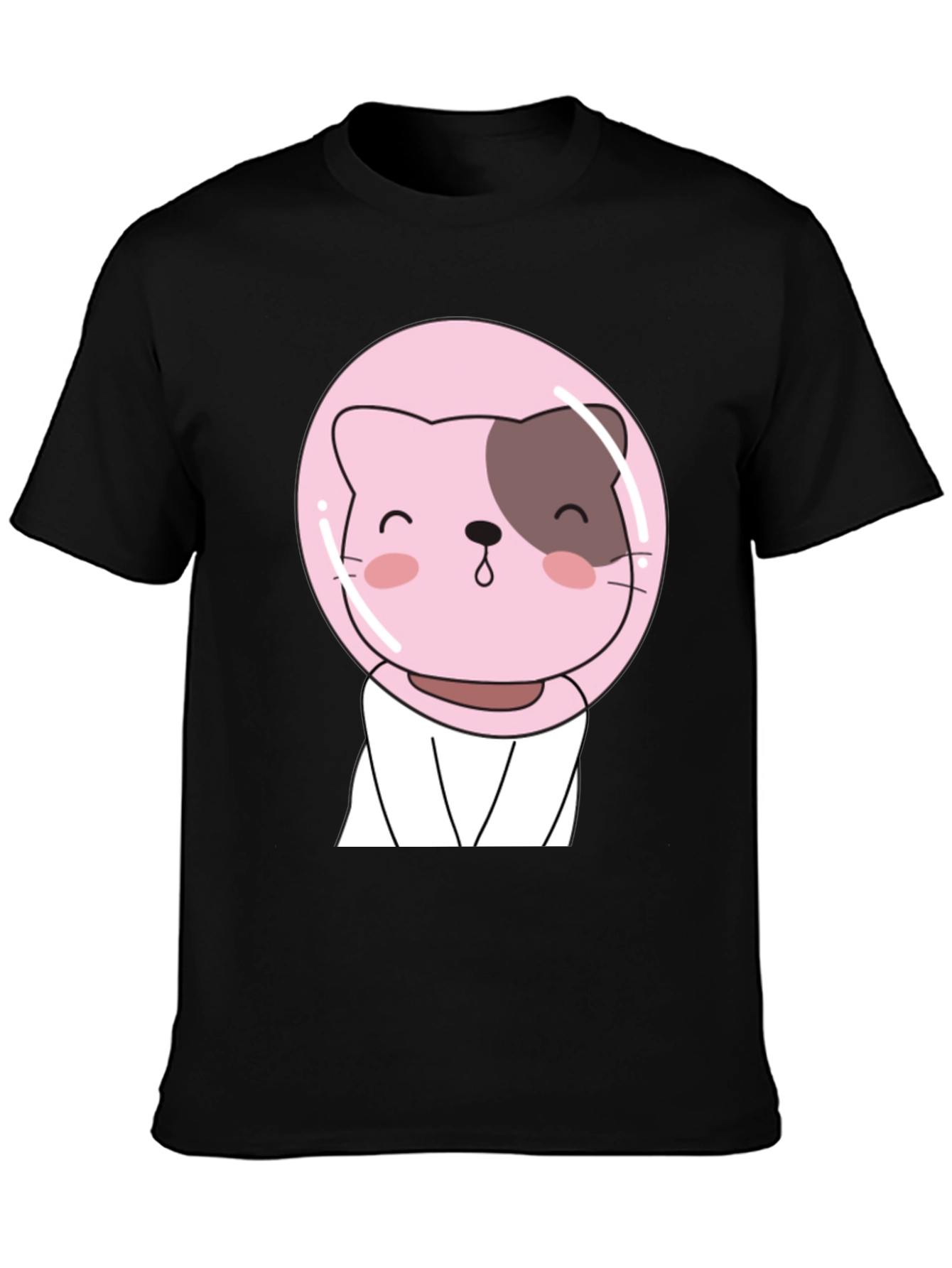 Cute Astronaut Cat T-Shirt - Black Graphic Tee