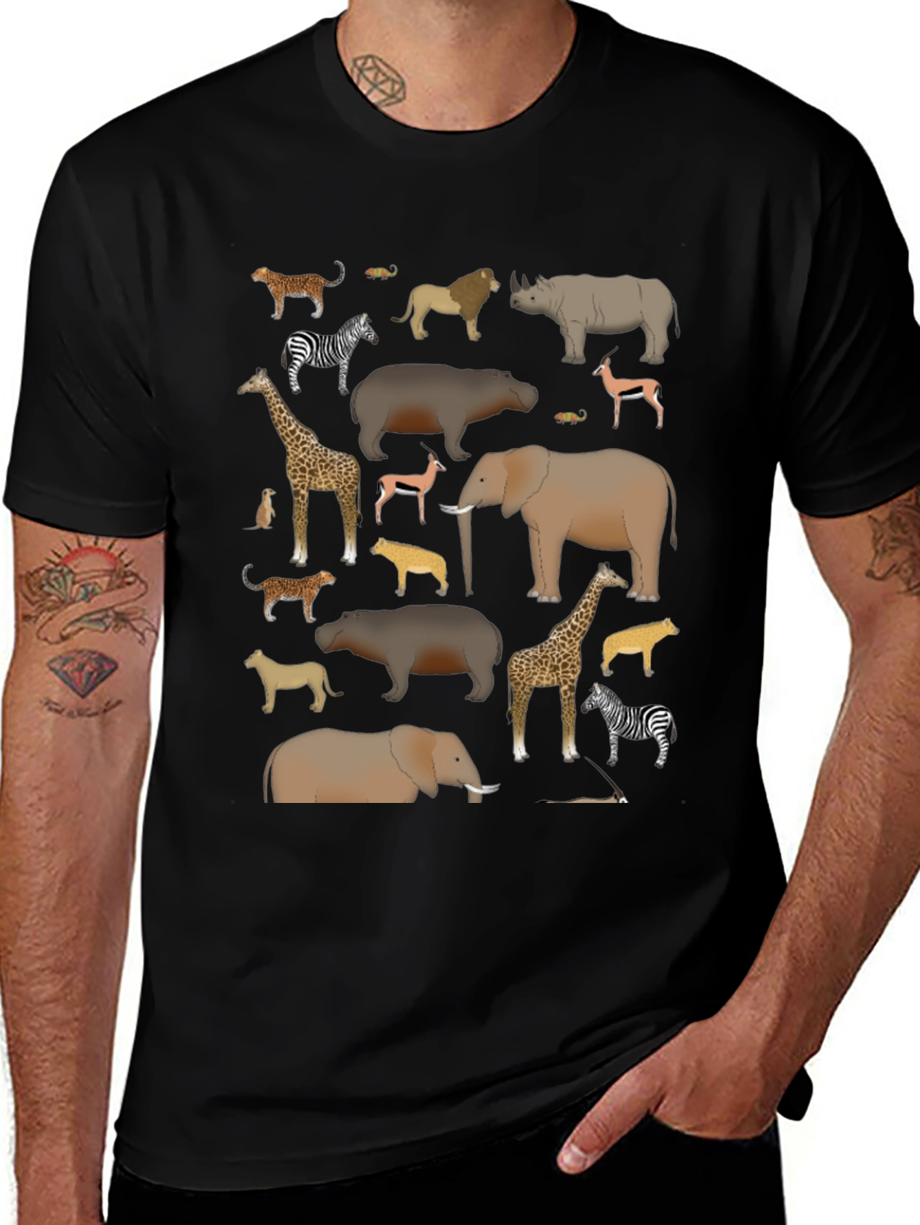 Safari Animals Graphic Print Mens T-Shirt