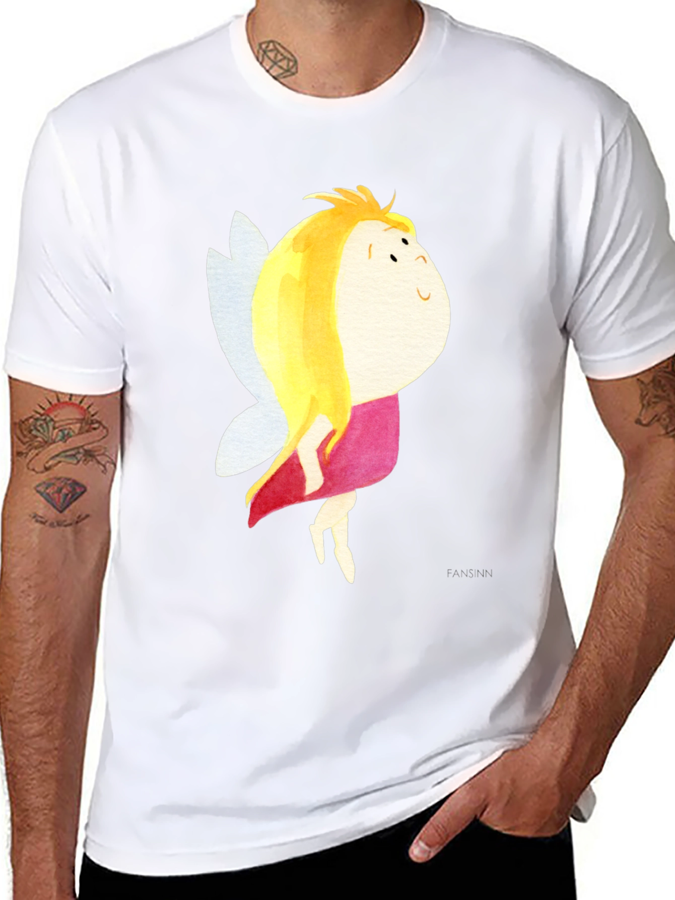 Cute Fairy Graphic Black T-Shirt