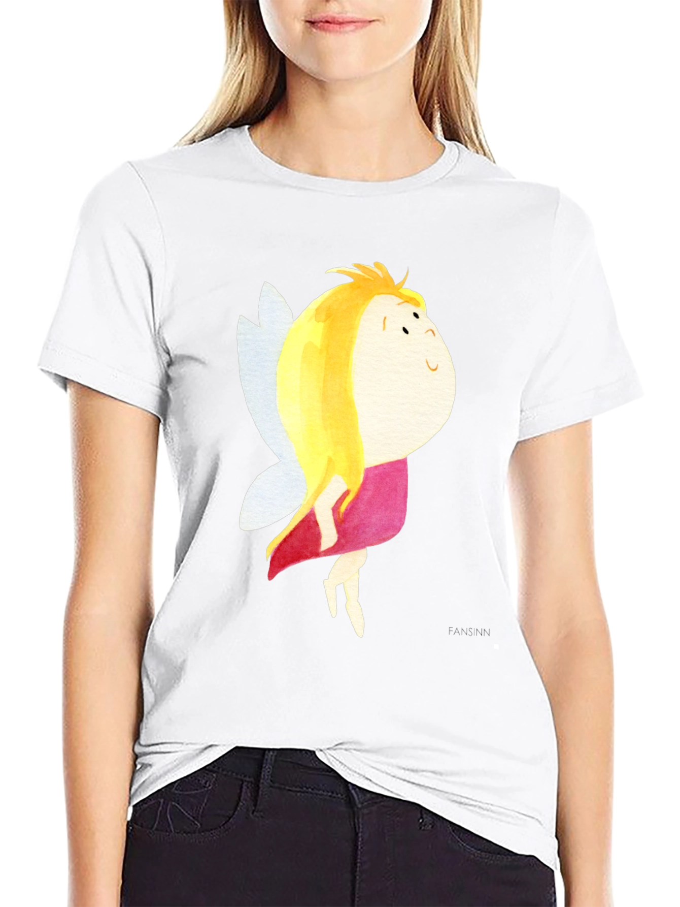 Cute Fairy Graphic Black T-Shirt