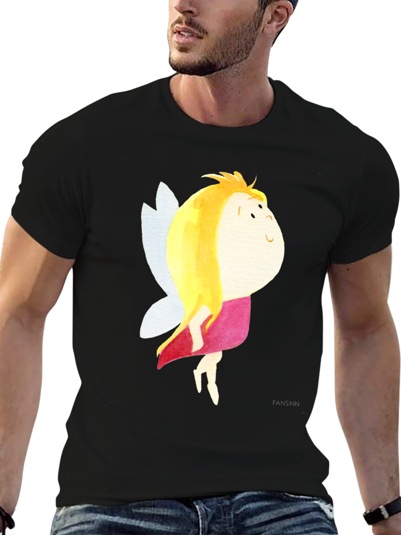 Cute Fairy Graphic Black T-Shirt