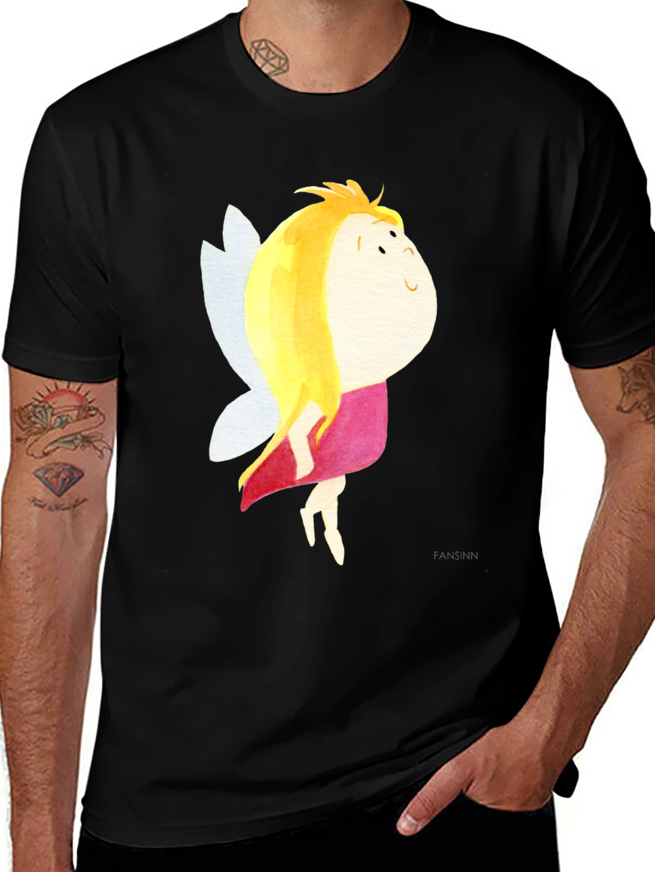 Cute Fairy Graphic Black T-Shirt