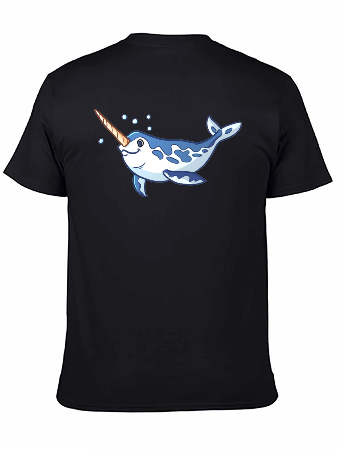 Narwhal Graphic Print Black T-Shirt