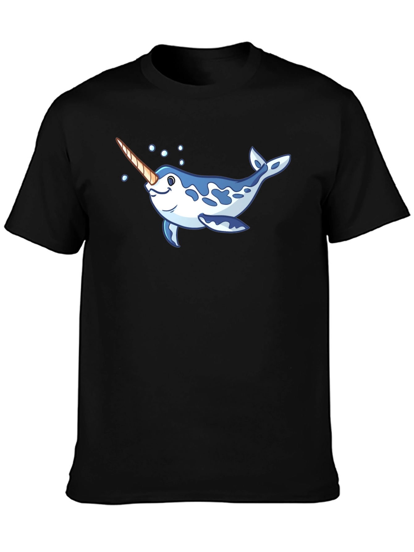 Narwhal Graphic Print Black T-Shirt