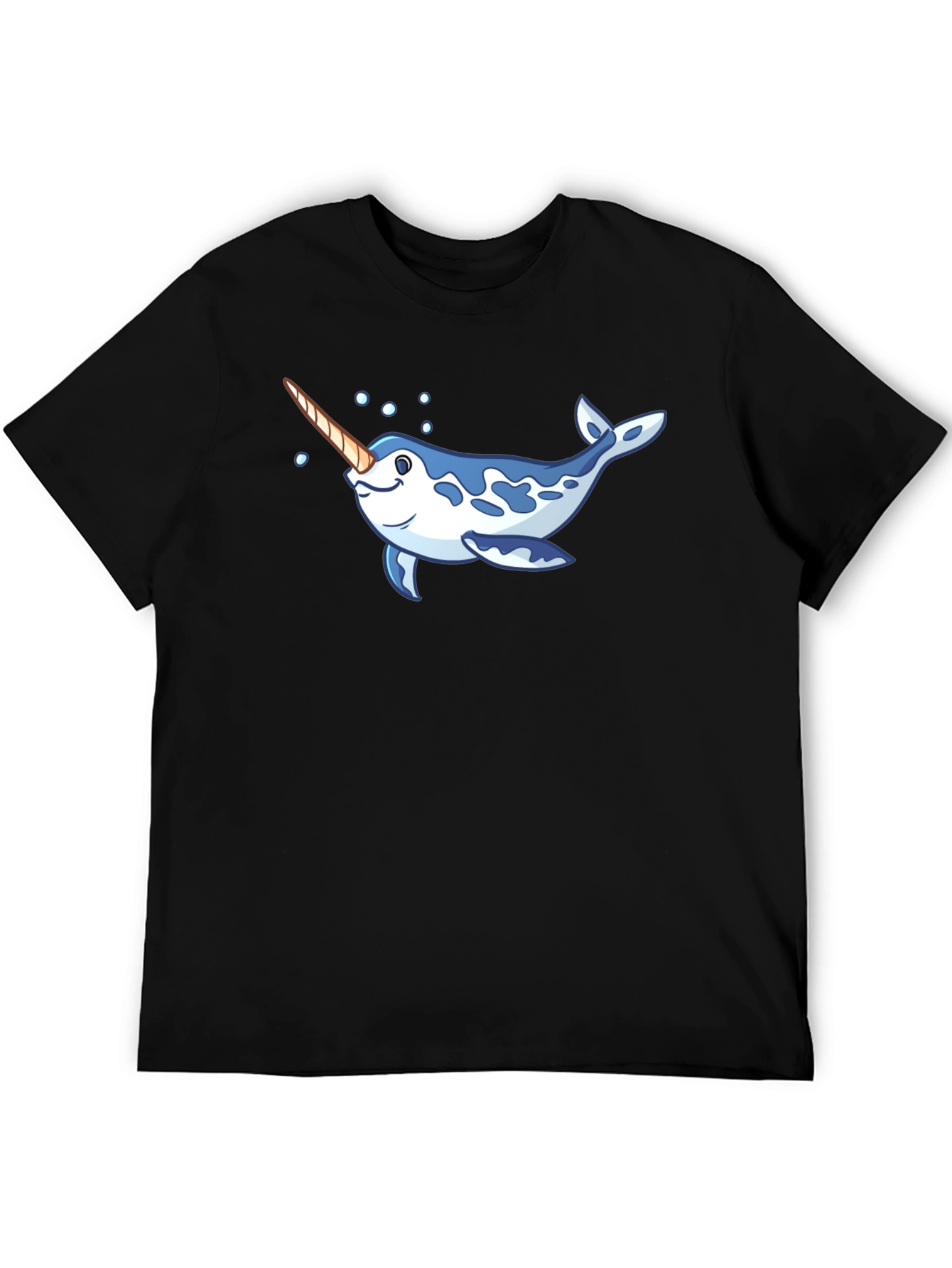 Narwhal Graphic Print Black T-Shirt