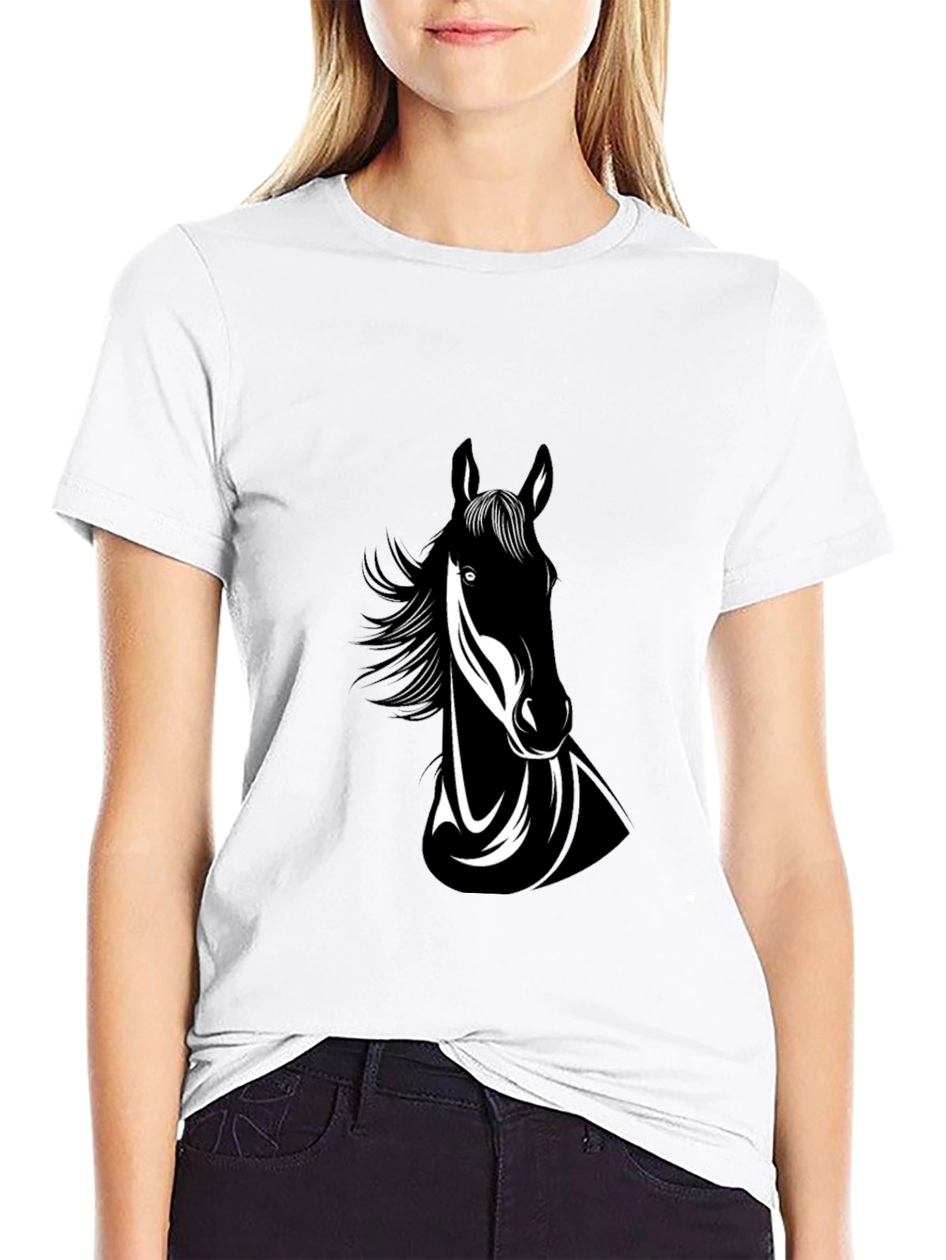Black Horse Graphic Tee - Mens Crew Neck