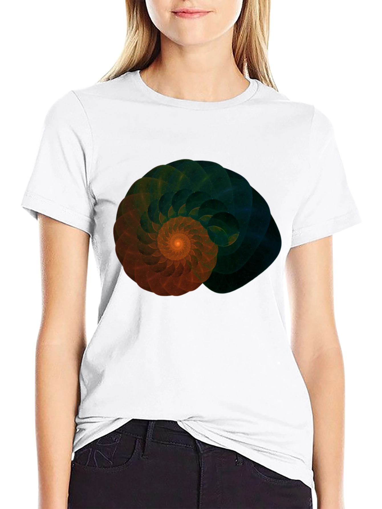 Fractal Spiral Graphic Tee - Stylish Mens Black T-Shirt