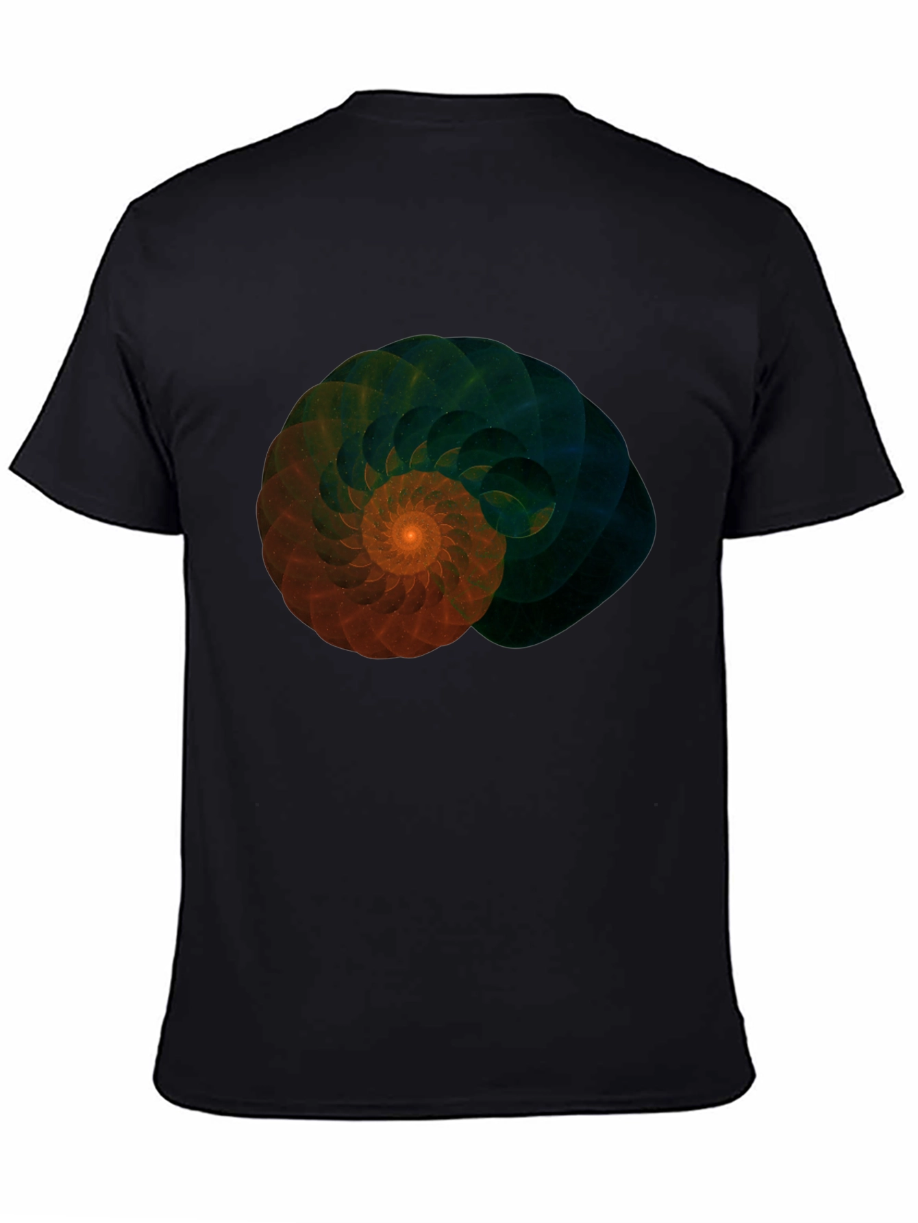 Fractal Spiral Graphic Tee - Stylish Mens Black T-Shirt