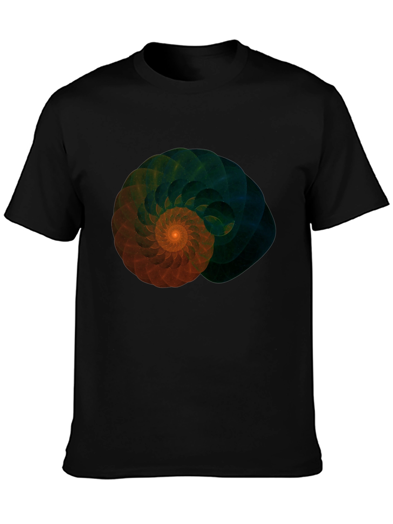 Fractal Spiral Graphic Tee - Stylish Mens Black T-Shirt