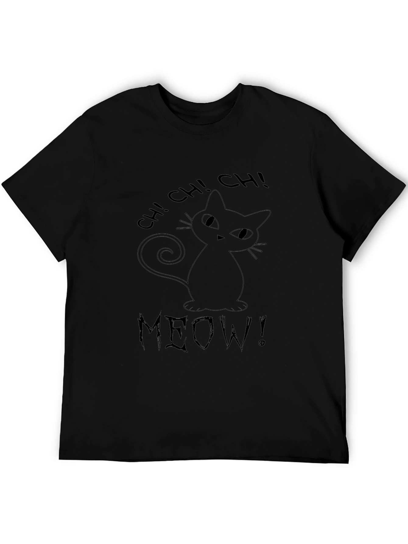 Whimsical Black Cat T-Shirt - CH! CH! MEOW!