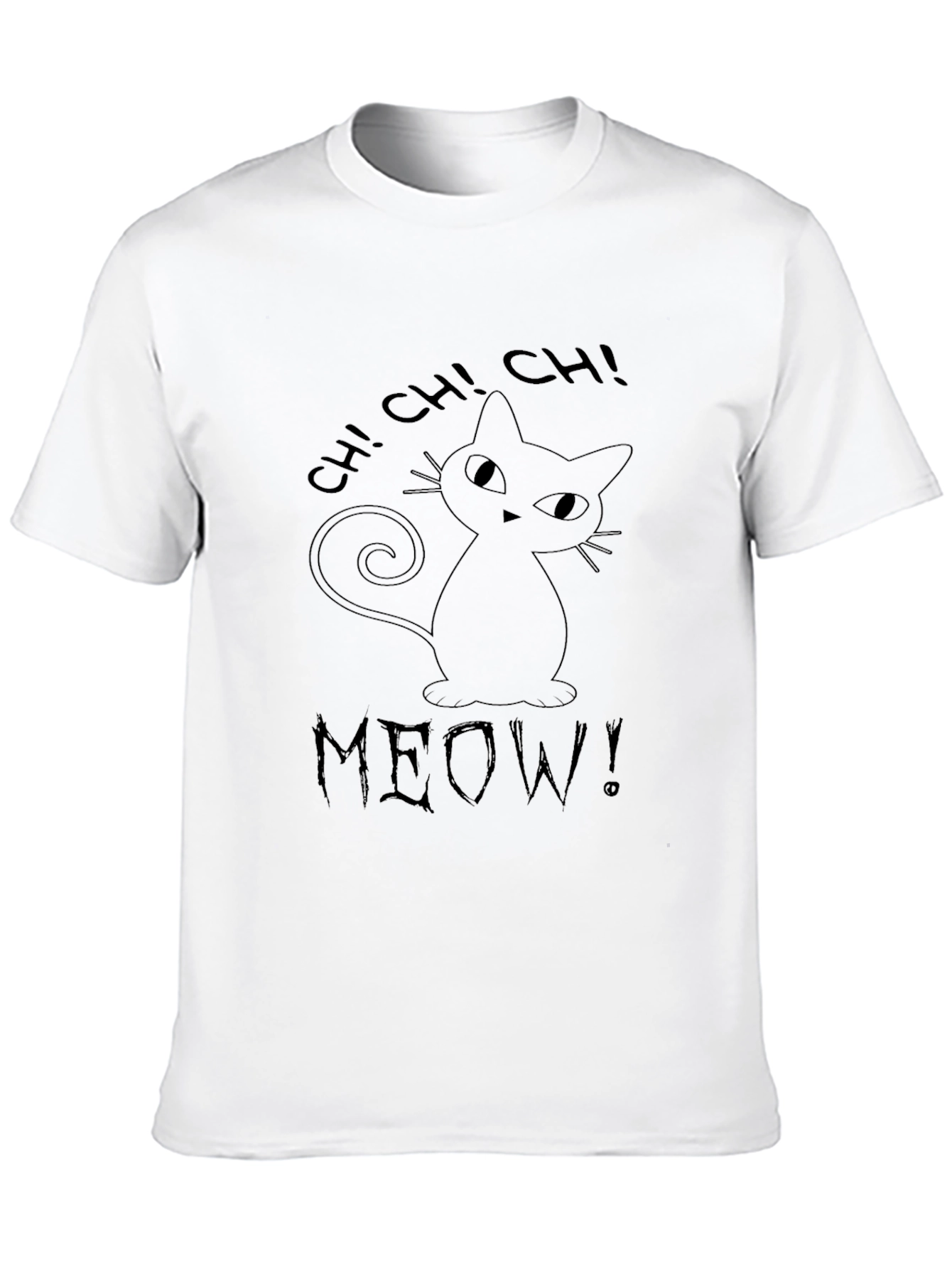 Whimsical Black Cat T-Shirt - CH! CH! MEOW!