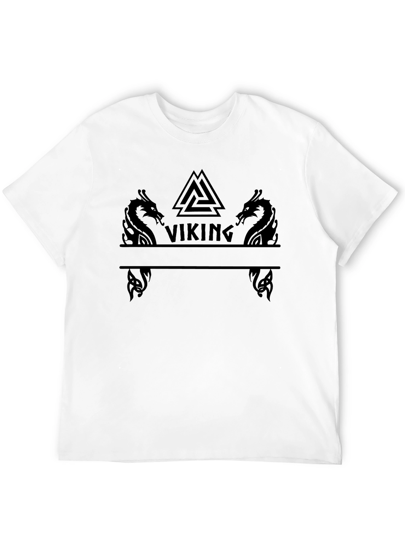 Viking Graphic Tee - Dragon & Symbol Design