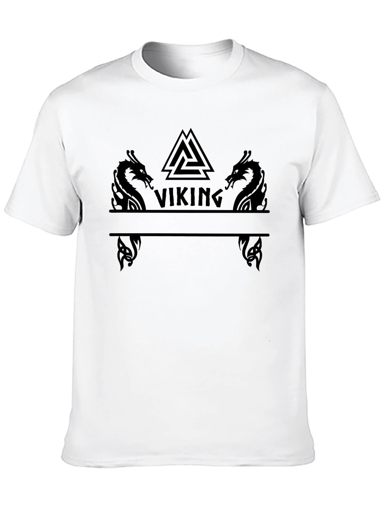 Viking Graphic Tee - Dragon & Symbol Design