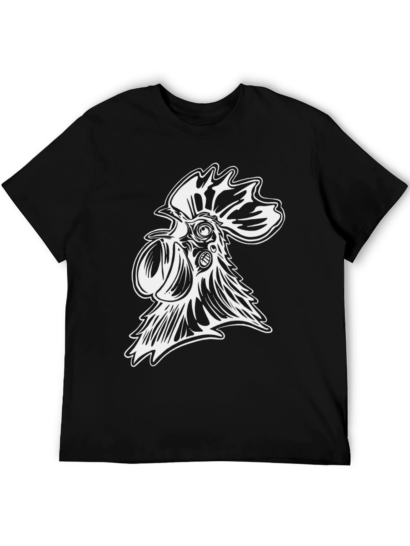 Cool Rooster Graphic Tee - Black Cotton Blend