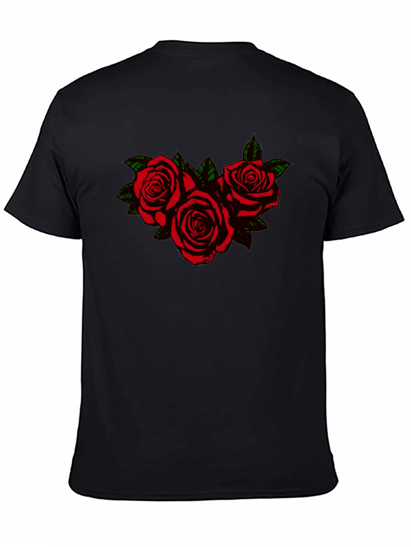 Black T-Shirt with Rose Graphic