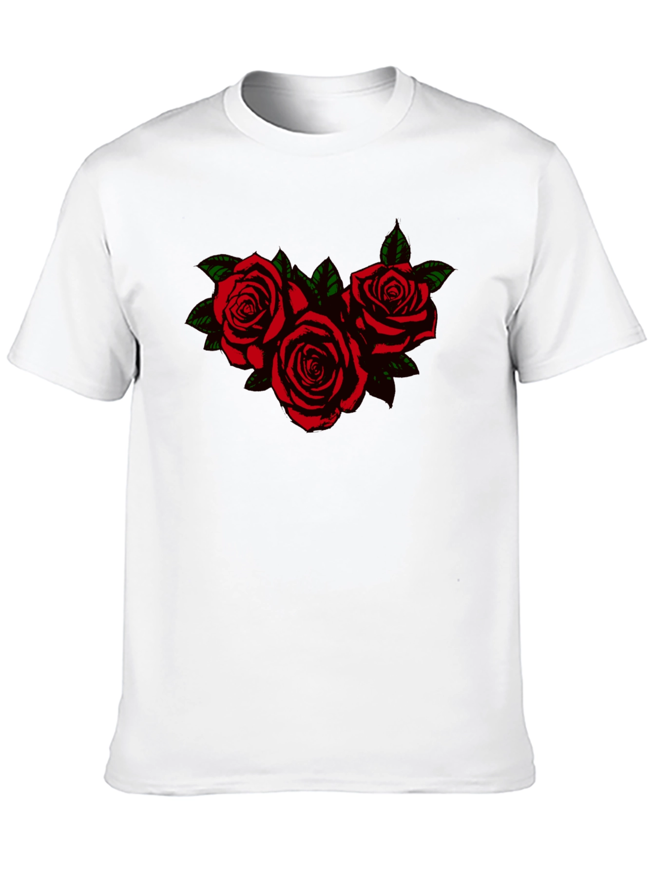 Black T-Shirt with Rose Graphic
