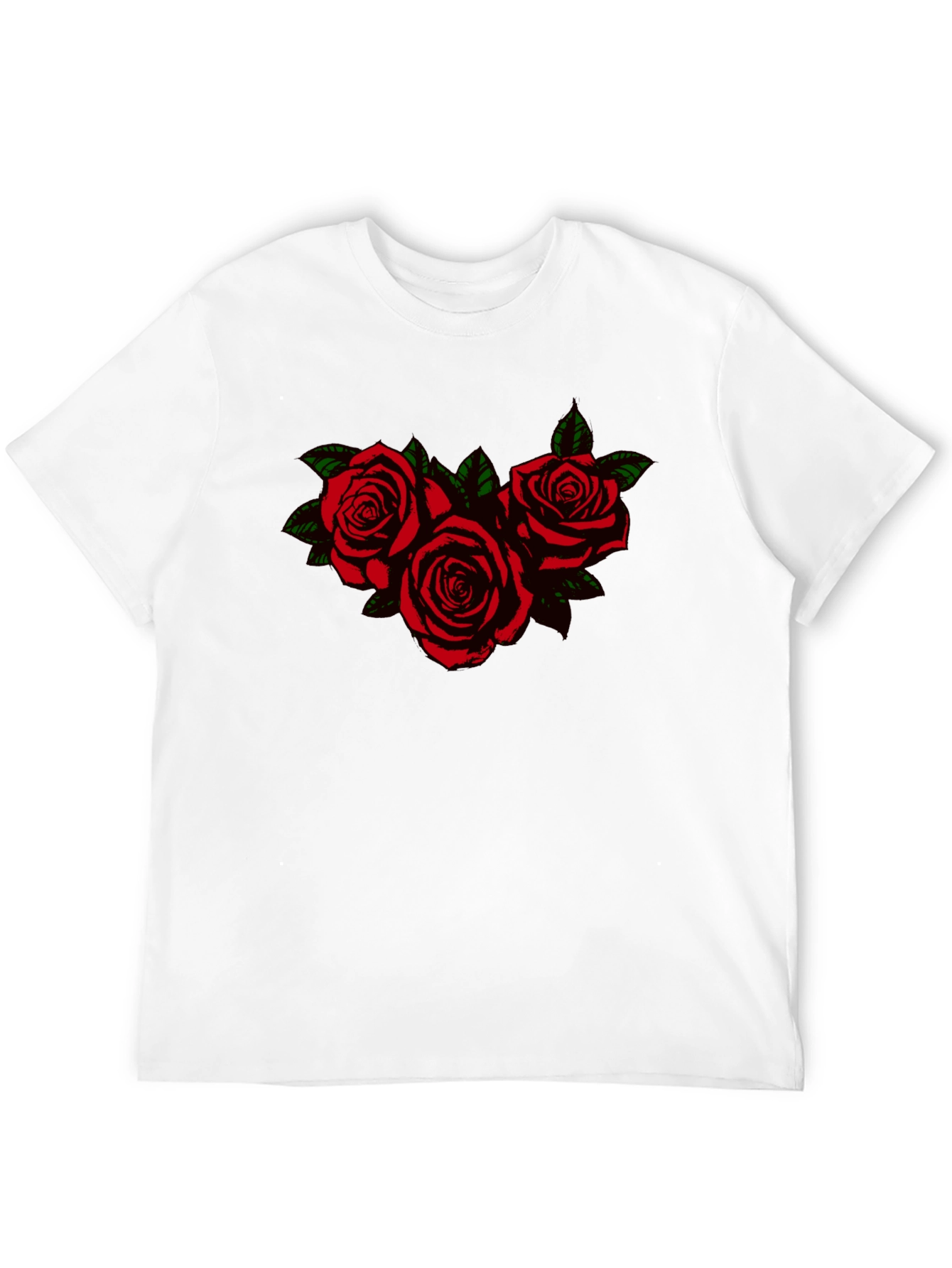 Black T-Shirt with Rose Graphic