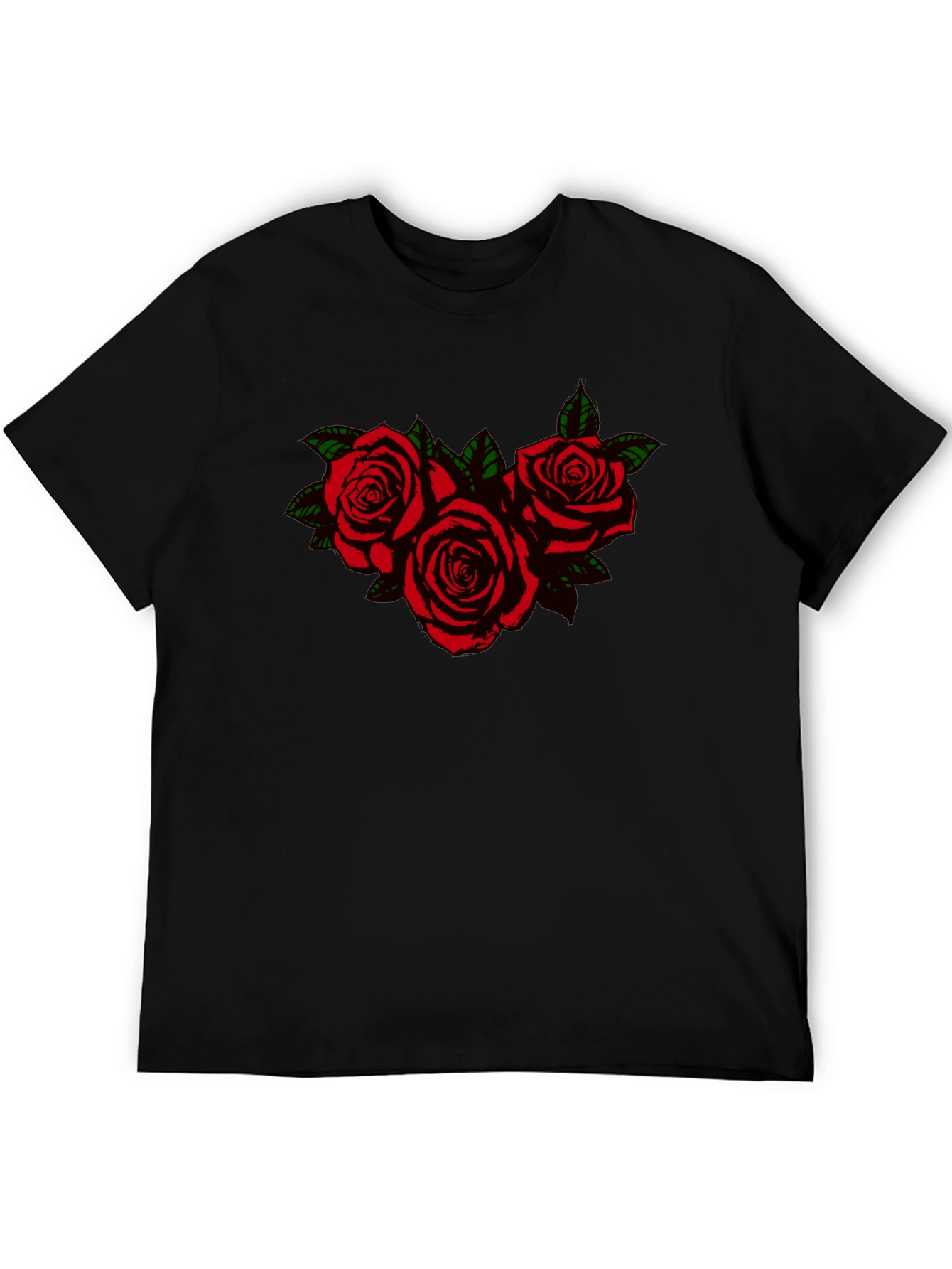 Black T-Shirt with Rose Graphic