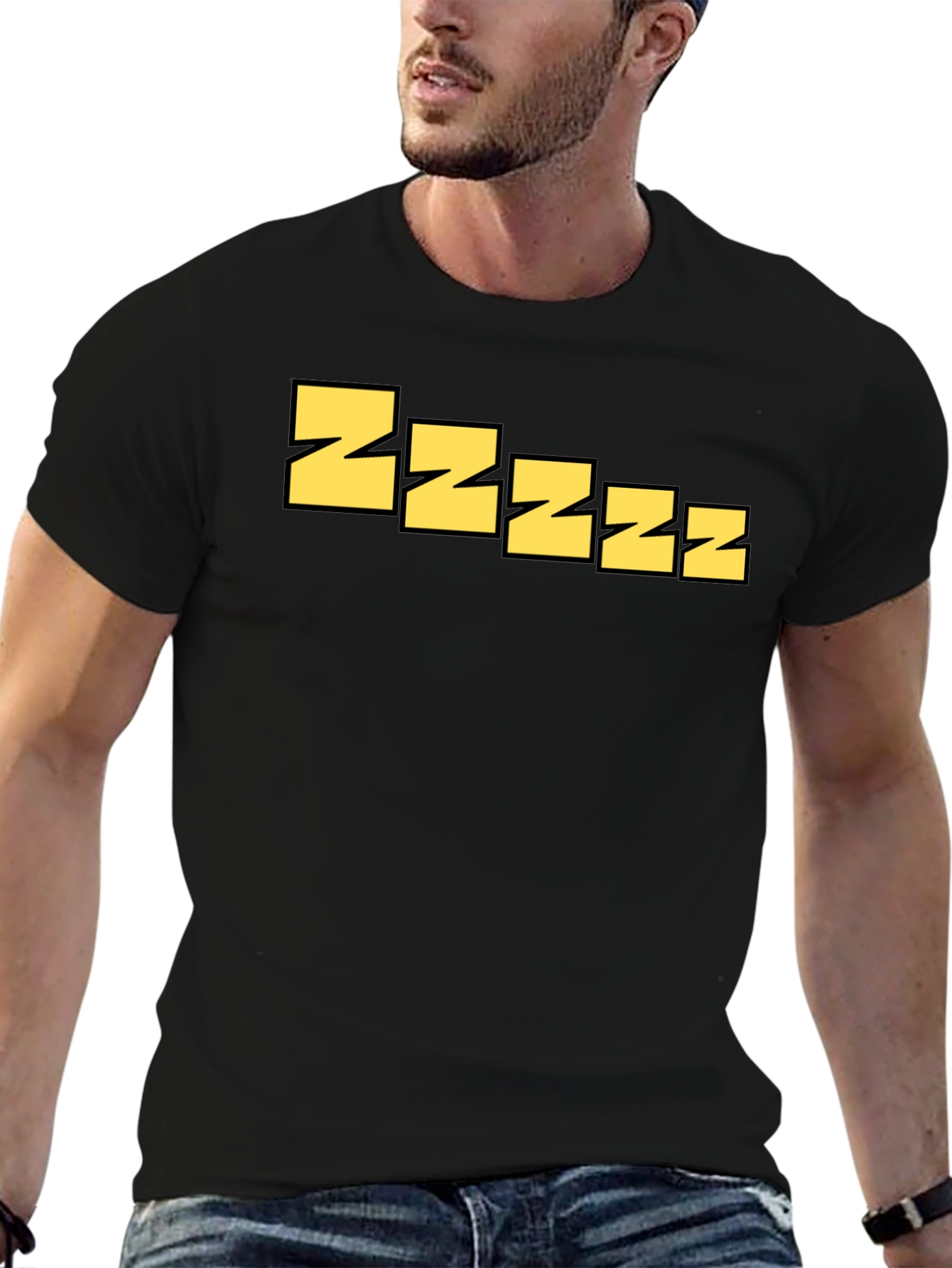 Sleepy Zzzz Graphic Tee - Relaxed Fit Black T-Shirt