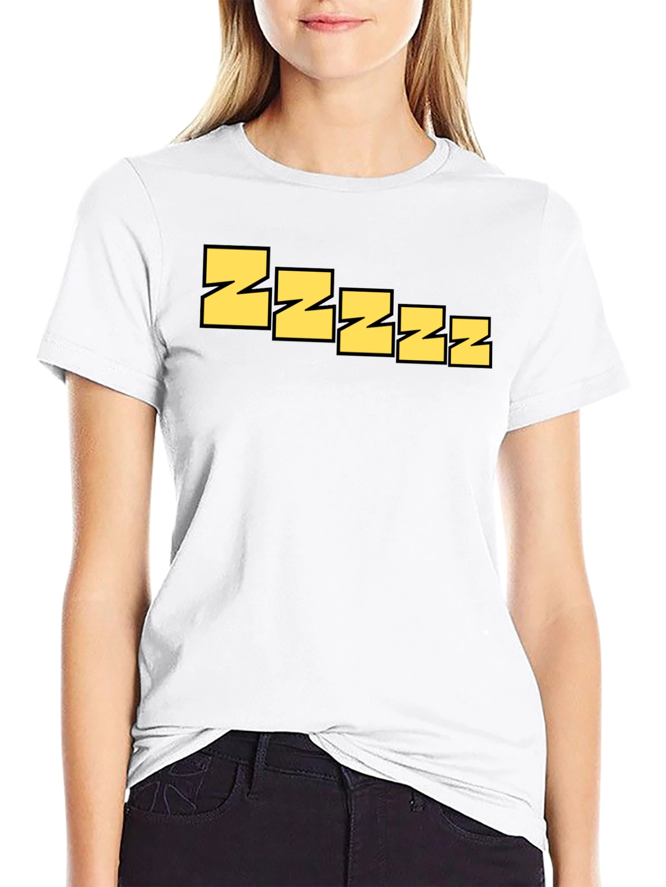 Sleepy Zzzz Graphic Tee - Relaxed Fit Black T-Shirt