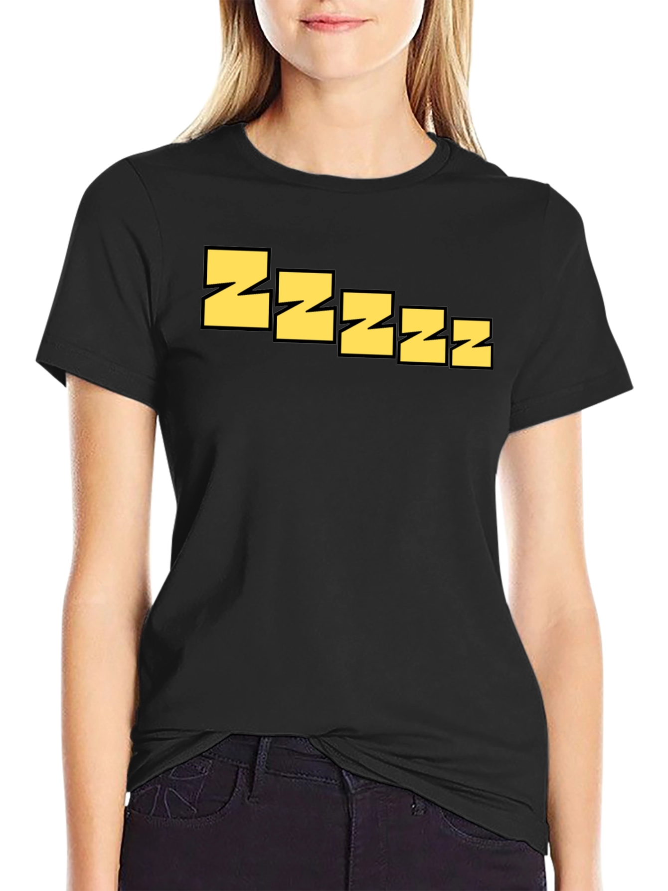 Sleepy Zzzz Graphic Tee - Relaxed Fit Black T-Shirt