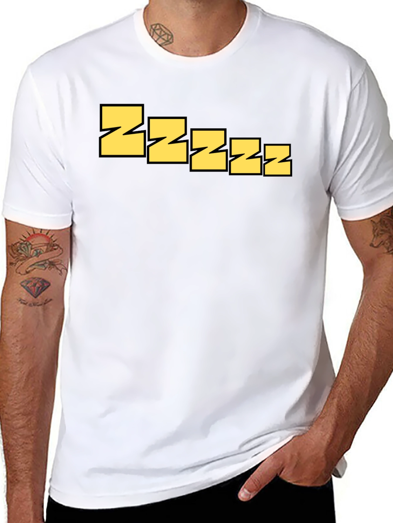 Sleepy Zzzz Graphic Tee - Relaxed Fit Black T-Shirt