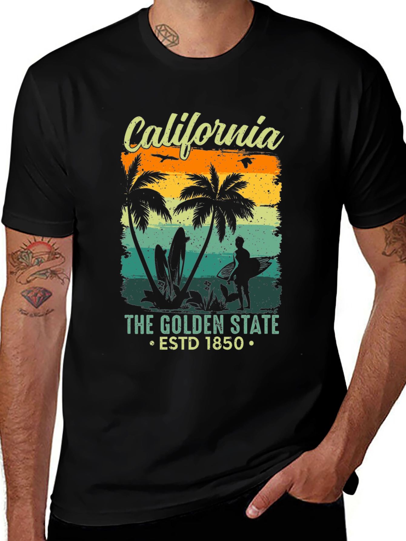 California Golden State Retro Graphic T-Shirt