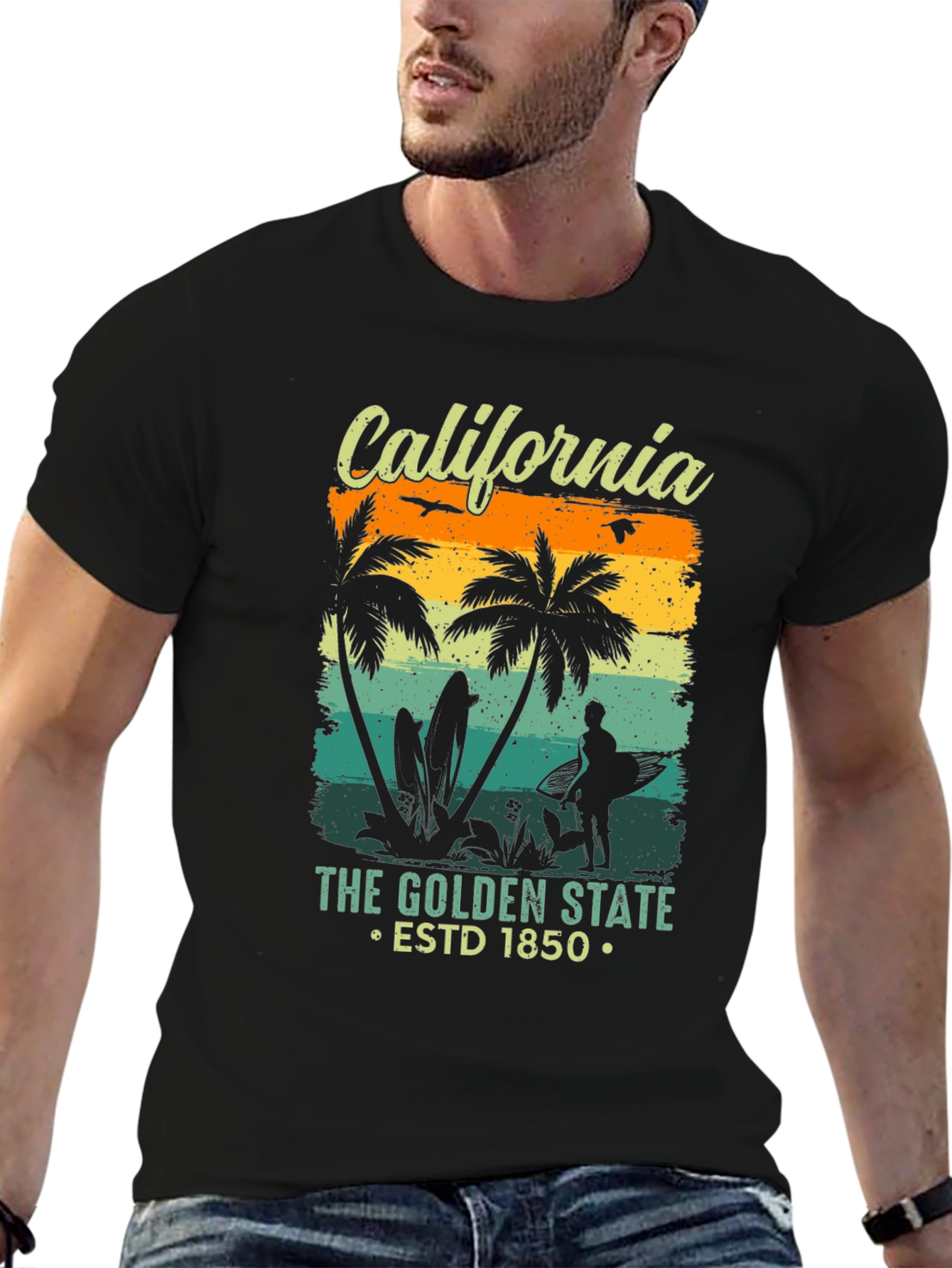 California Golden State Retro Graphic T-Shirt