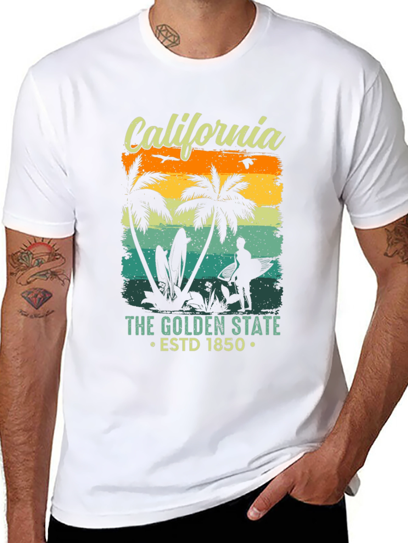California Golden State Retro Graphic T-Shirt