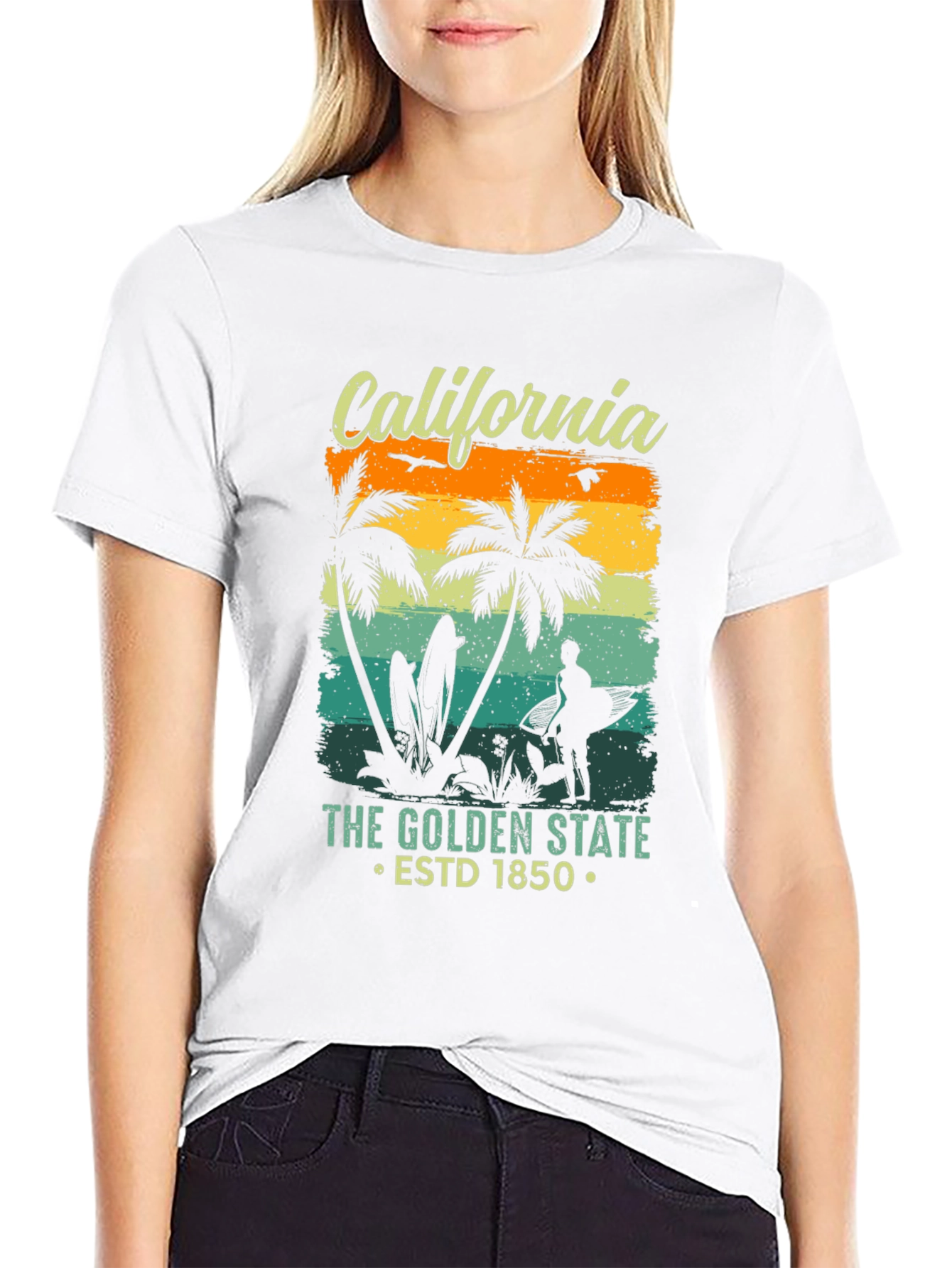 California Golden State Retro Graphic T-Shirt