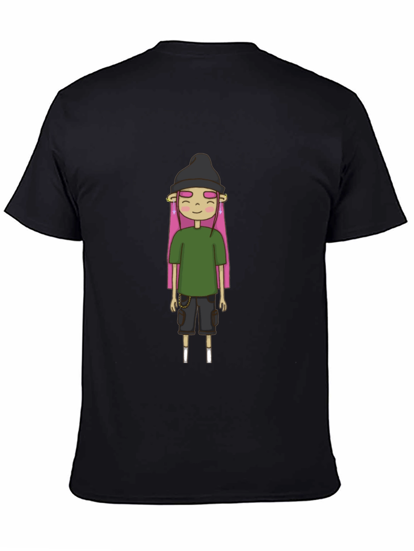 Unique Cartoon Character Black T-Shirt