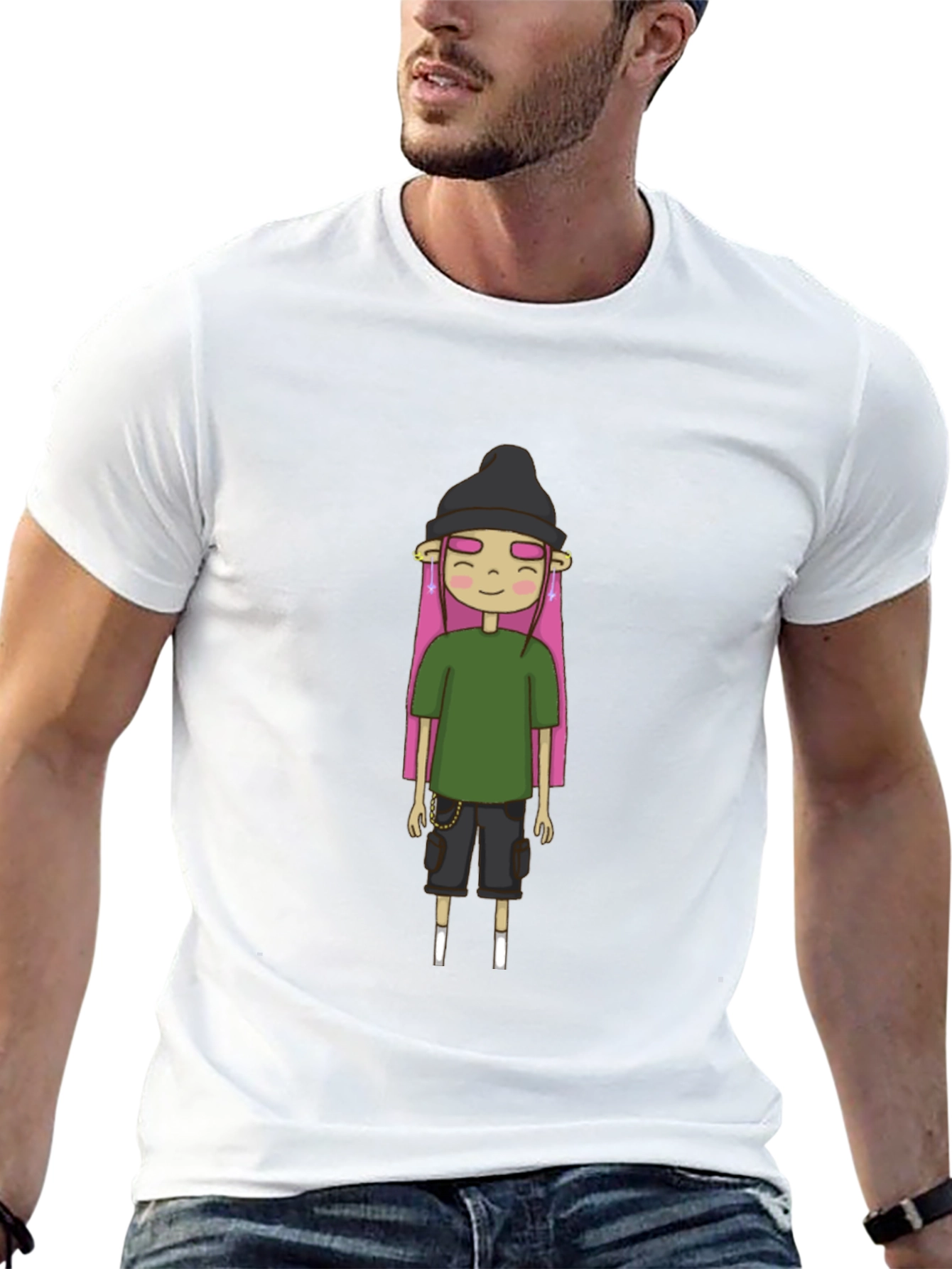 Unique Cartoon Character Black T-Shirt