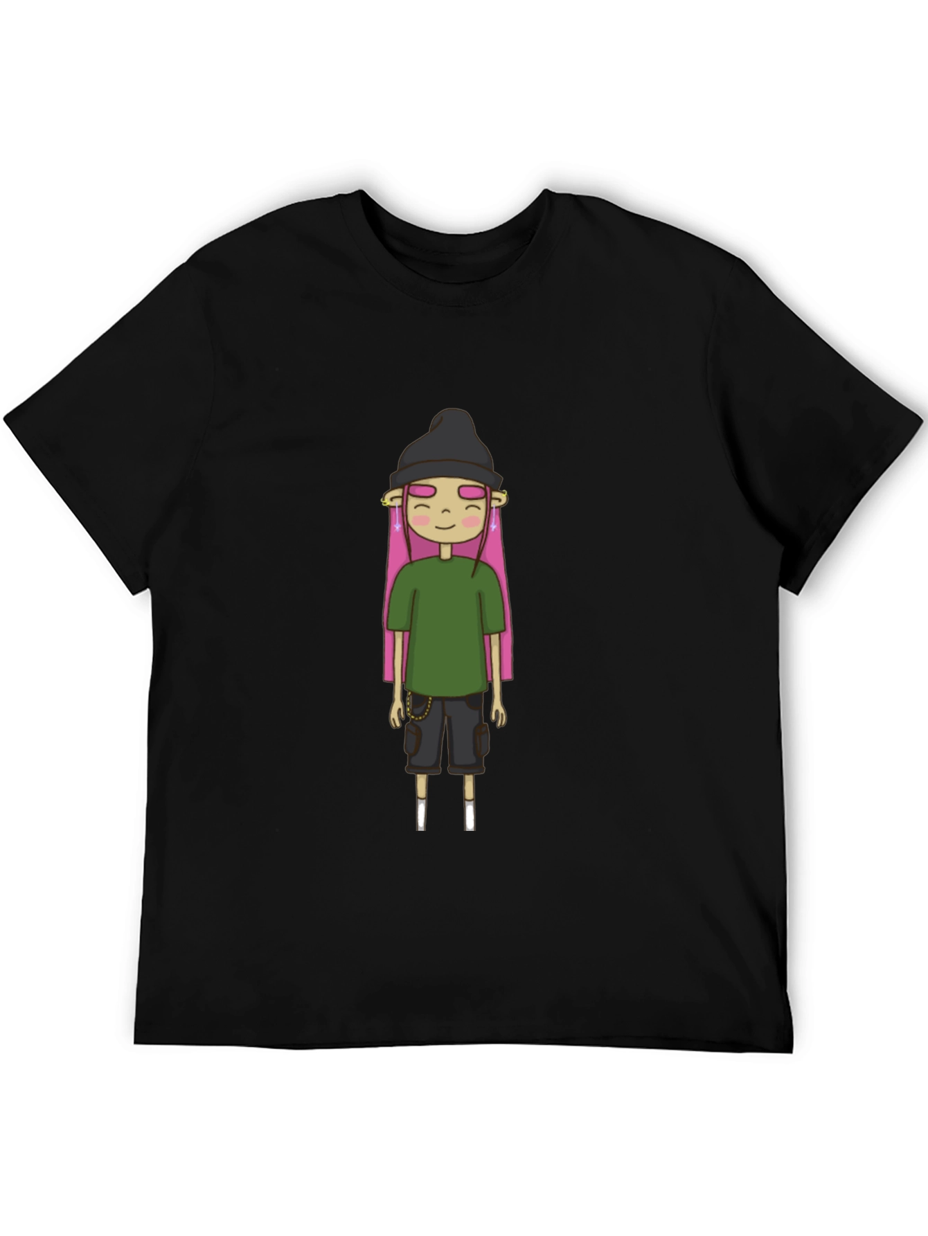 Unique Cartoon Character Black T-Shirt