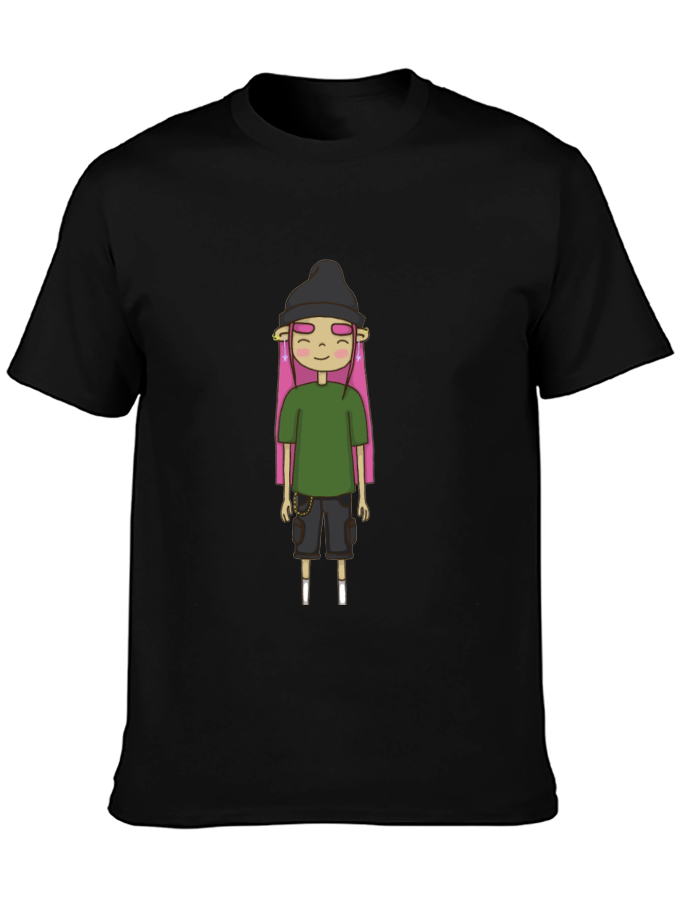 Unique Cartoon Character Black T-Shirt