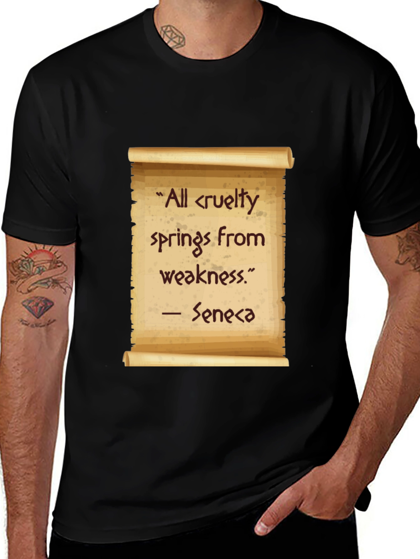 Seneca Quote T-Shirt - All cruelty springs from weakness