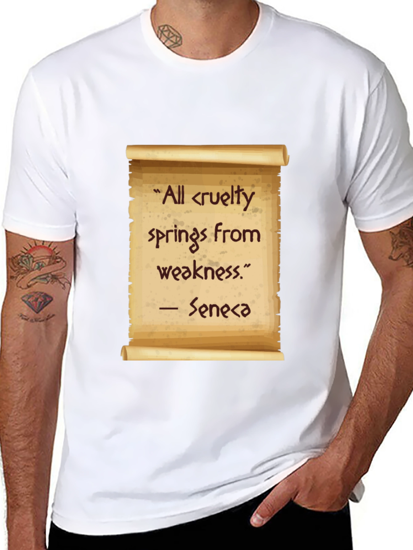 Seneca Quote T-Shirt - All cruelty springs from weakness