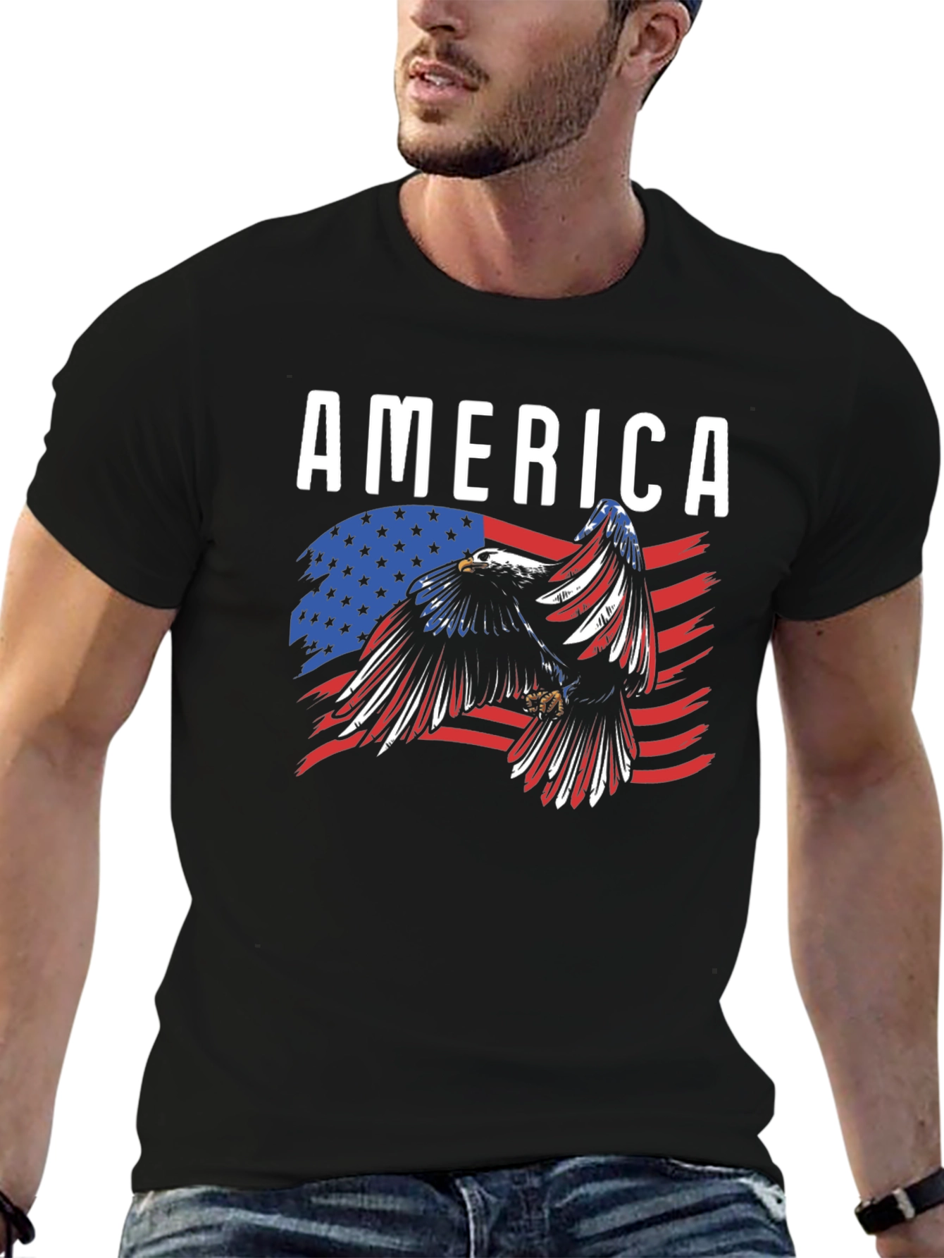 America Eagle Flag Graphic T-Shirt