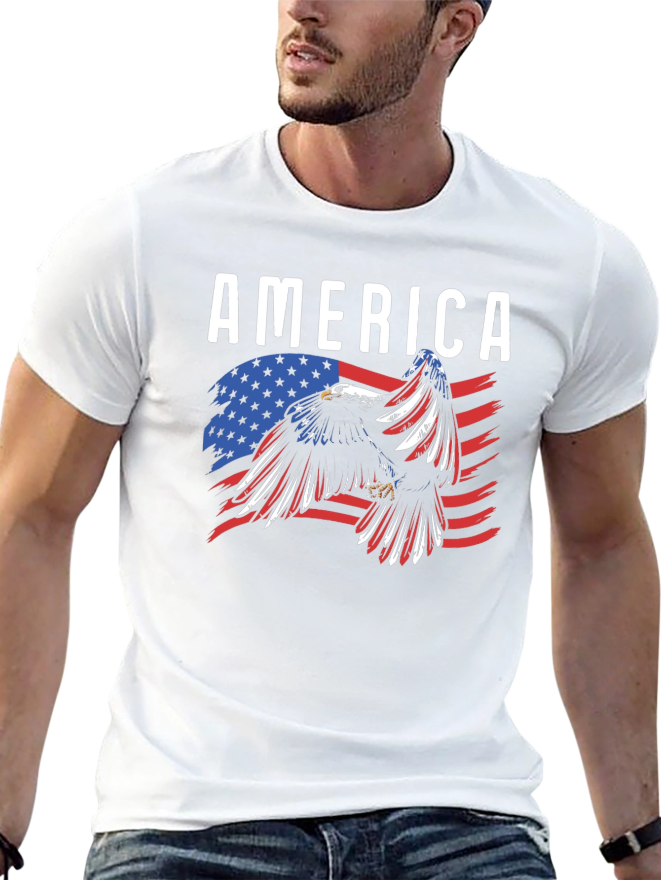 America Eagle Flag Graphic T-Shirt
