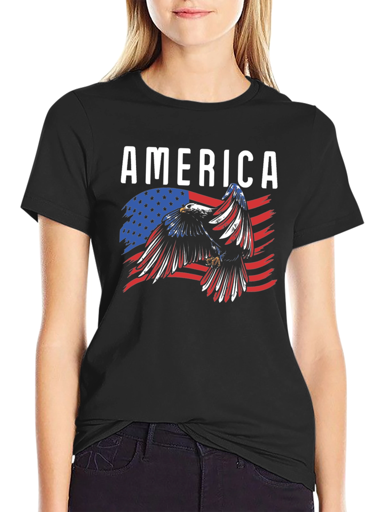 America Eagle Flag Graphic T-Shirt