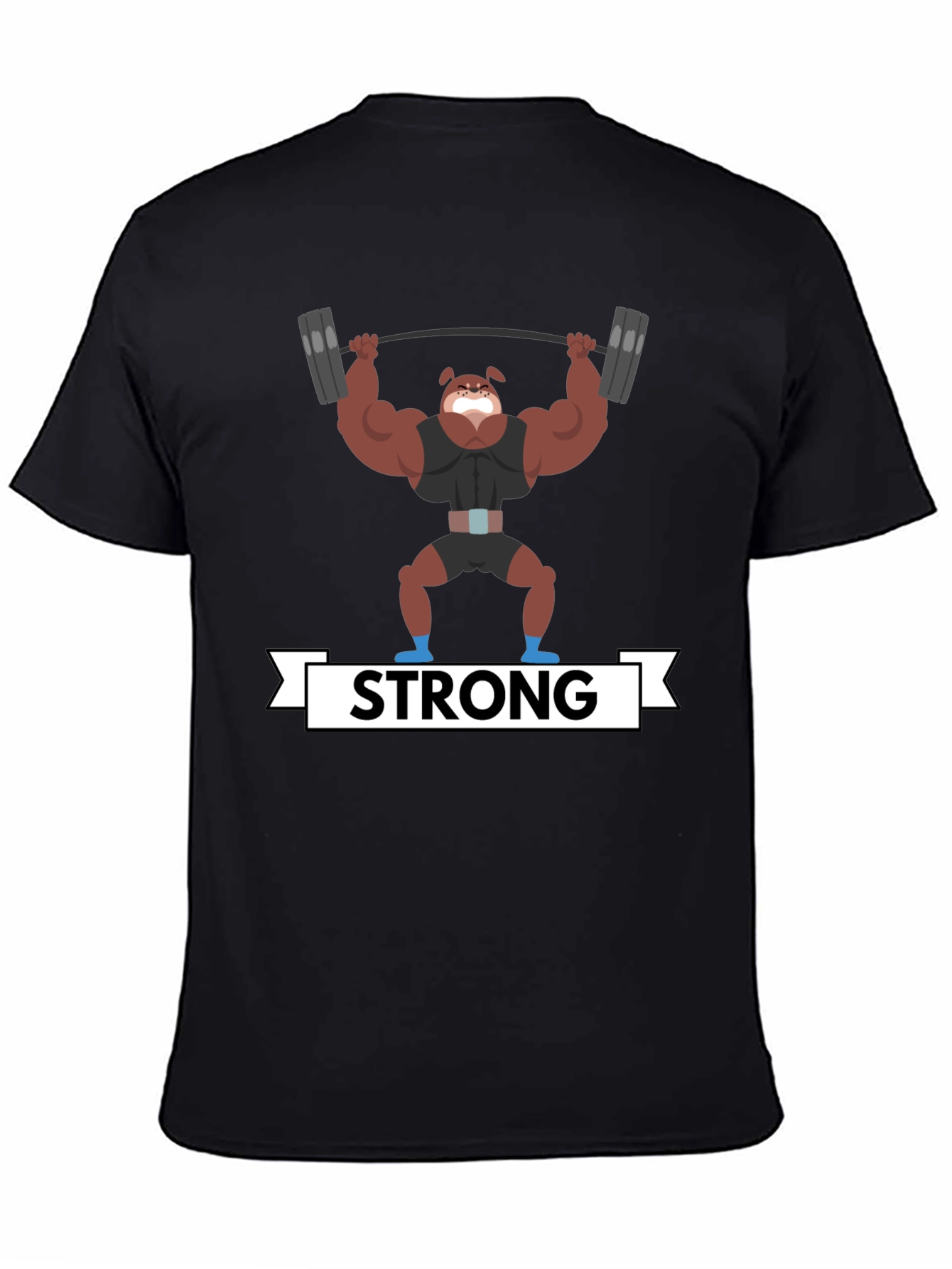 Strong Dog Lifting Weights Graphic T-Shirt
